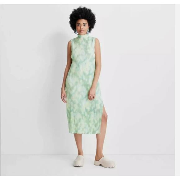 Future Collective Gabriella Kareffa Women's Sz XXS Watercolor Plisse Midi Dress - Picture 1 of 9